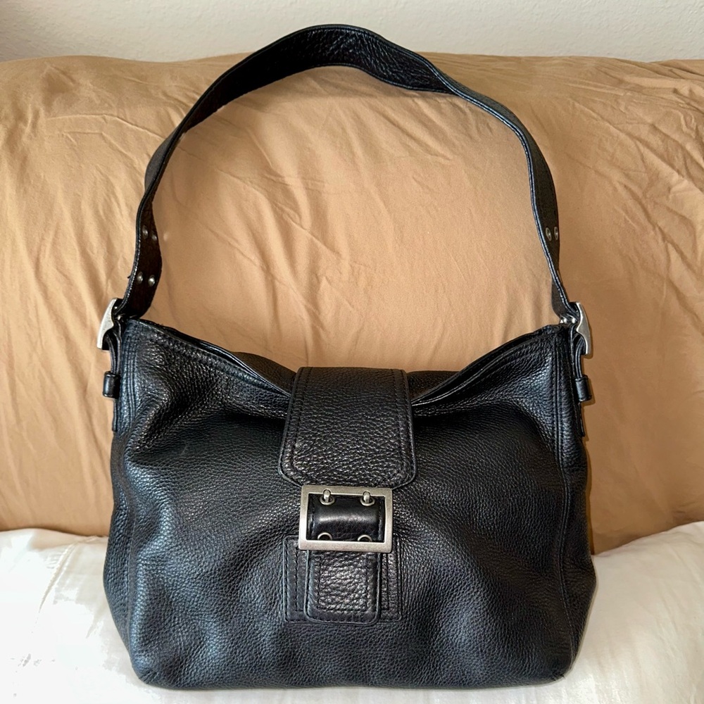 Banana Republic Black Leather Hobo Bag with Buckle